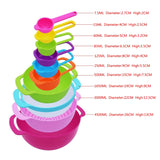 10Pcs Plastic Rainbow Bowls Set Kitchen Salad Bowl Plastic Baking Measuring Cup Measuring Spoon Set Home Cooking Baking Tool