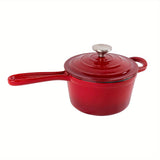 1pc, Enameled Cast Iron Saucepan (17.78cm), Enamel Sauce Pan With Lid, Saucier, Kitchen Utensils, Kitchen Gadgets