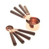 Cups Spoons Set Wood Handle Stainless Steel Plated Copper Metal Measuring Scoop Baking Kit Kitchen Accessories