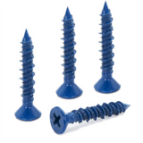100PCS 3/16 x 1-1/4In Blue Flat Phillips Concrete Diamond Point Screw Anchor for Anchoring to Masonry