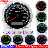 300KM/H 85MM Speedometer Waterproof 7 Color Backlight Odometer Speed Gauge GPS Antenna For Mairne Yacht Boat Car Accessories