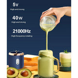New Portable Blender 400Ml Electric Juicer Lemon Orange Fruit Squeezer Wireless Rechargable 21000Rpm Mixer(Blue)