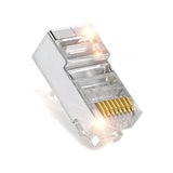 100Pcs CAT5E Pass Through RJ45 Modular Plug Network Connectors UTP 3/50Μ Gold-Plated 8P8C Crimp End For Ethernet Cable