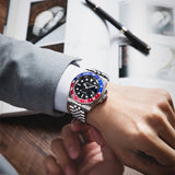 PINTIME Luxury Men's Watches Stainless Steel Strap Rotate the Cover 30M Waterproof  Sport Quartz Wristwatch Top Brand Relogios