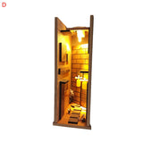 Wooden Diagon Alley Book Nook LED 3D Bookend Stand Bookshelf Insert DIY Bookshelf Decor Model Building Kit DIY Decorative Books