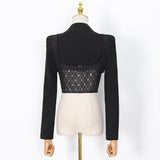 V-neck hollow lace stitching suit