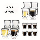 1set/2.8oz, Espresso Cups, Double Walled Espresso Glasses, Insulated Borosilicate Glassware Tea Cups, Perfect For Cold Or Hot Drinks, Coffee, Whisky, Vodka, Cocktail, Coffee Tools
