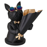 Home Decor Figurine Miniature French Bulldog Sculpture Desktop Flower Vase Table Decoration Modern Decorative Statue