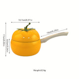 1pc, Saucepan With Lid (16.0cm), Yellow Tomato Shaped Sauce Pan With Cover, Cute Kawaii Sauce Pot, Vegetable Saucier