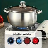 1pc Casserole, 24cm/9.45in Stainless Steel Casserole With Tempered Glass Lid, Big Capacity, Induction Available
