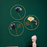 3pcs European Style Iron Art Ginkgo Wall Hanging, Wall Modern Fashion Hanging Ornaments, Iron Metal Wall Hanging, Home Living Room Bedroom Nursery Room Wall Decoration, Painting Wall Stickers