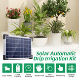 Auto System Solar Powered Drip Irrigation Kit - Built-in 2200mAh Battery, Supports 30 Pots, 7 Timer Modes