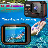 Action Camera 4K 60FPS Wifi Remote Control 30m Waterproof 170° Wide Angle Motion Camcorder Dash Cam Sport Cameras Pro