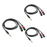 Jack 6.35Mm 1/4 TRS Stereo To Double XLR Male Extension Y Splitter Audio Cable