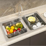 1PC Retractable Drain Basket with Adjustable Armrest Stainless Steel Drying Dish Rack Kitchen Sink Storage basket drain rack