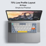 iBlancod 84-Key Wireless Keyboard - 2.4G+BT5.0+Type-C, 75% Low Profile Layout for Tablets, Laptops, and Smartphones