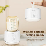 BEBEBAO Baby Bottle Warmer - Portable Wireless, Milk Heater with 4 Levels Temperature Adjustable, 4pcs Adapters for Outdoor