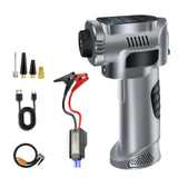 Tire Inflator Portable 4-in-1 - Cordless Electric Pump, Jump Starter, Air Compressor with Emergency Light for Car.