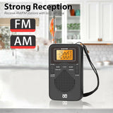 2022 Mini Radio Portable AM/FM Dual Band Stereo Weather Pocket Radio Receiver with Screen Display Digtail Alarm Clock Radio