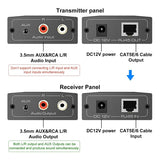 Analog Extender RCA 3.5mm Stereo Over Ethernet Single Cat5E/6/7 Cable Up to 500M Audio Converter EU Plug