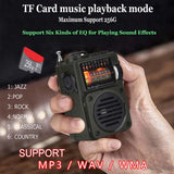 Portable FM/SW/MW Radio Full Band Receiver Bluetooth Speaker Support TF Card  Search Save Station Music Player