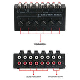 6 Channels Passive Stereo Mini Audio Portable Sound Mixer RCA Input Ultra Low Noise For Live Studio Easy Install