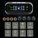 Car TPMS Solar/USB Powered Digital LCD Display Auto Security Alarm Tire Pressure Monitoring System Tyre Tester Accessories