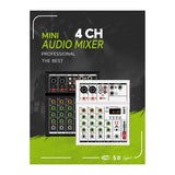 GAX-A4 Professional Portable Digital DJ Console with USB - Border Live Singing, 4 Channel Audio Mixer