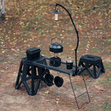 Outdoor Multifunctional Folding Barbecue Side Table - Portable Iron Storage Rack with Grid for Camping