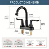 1pc 10.16 Cm 2 Handle Centerset Bathroom Sink Faucet, High Arc Swivel Spout With Drain Assembly And Supply Hoses, Bathroom Sink Faucet, Home Essential