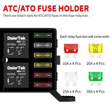 12V Way Universal Box 6 Slots ATC/ATO Fuse Block with Relay Waterproof Kit for Car Truck