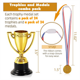 Mini Trophies 20 Pcs Awards , Winner Medals Kids and Adults - Perfect for Party