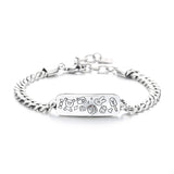 S925 Sterling Silver Graffiti Pattern Rabbit Bear Bracelet