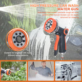 High Pressure Garden Head Ergonomic Water Hose Sprayer with 5 Spray Patterns for Watering Plants Cleaning Cars Showering