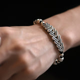 S999 Sterling Silver Hand-woven Barley Bracelet