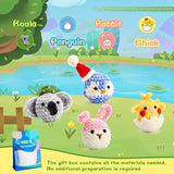 DIY Cute Animals Crochet Kit With Knitting Yarn Needles Plush Doll Easy(Birdie, Rabbit, Koala, Chick)