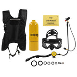 DIDEEP Diving Tank Equipment 2L Oxygen Cylinder Diving Goggle Shoulder Strap Kit Black Head Diving Device for Novices
