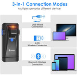 Eyoyo 2D Bluetooth Barcode Scanner,Phone Back Clip On Scanner,Portable,3-In-1 USB & Wireless, Rechargeable Bar Code Reader for Retail Warehouse Inventory Management Compatible with iPhone,Android, iOS
