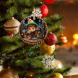 Tree Acrylic 3D Visual Effect Round Christmas Winter Fesitval Theme Decorative Ornaments For Car