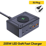 205W GaN 6-in-1 Quick Charge 3.0 PPS USB Type C PD Fast Charger for book iPhone 15 14 Samsung S23