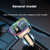Bluetooth 5.0 Car MP3 Player Wireless Handsfree Car Kit EQ Key FM Transmitter Colorful Atmosphere Light 4.8A USB Fast Charger