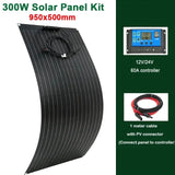 300W/600W Flexible Monocrystalline Solar Panel Kit - 18V Power Charger for Outdoor Camping, Yacht, Motorhome, Car, RV, Boat