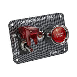 Carbon Fiber Racing Car 12V Ignition Panel Rally Engine Start Red LED Toggle Switch with Cover and Indicator Light
