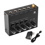 Ultra Low Noise Channel Line Stereo 4 Input 1 Output DC 5V Mini Audio Mixer Microphone Guitar Bass Keyboard Mixers