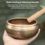 Tibetan Singing Handmade Buddha Tibet Struck Ritual Music Therapy Copper Chime Sound Bowl with Wooden Striker