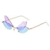 4 Pairs Fairy Wing Rimless Irregular Retro Glasses Ladies Men's Gradient Sunglasses For Party