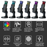 Mobile Phone Type-c Condenser Microphone 10 Modes RGB Rotation One Button Mute Adjustable Mic Desktop PC Accessories