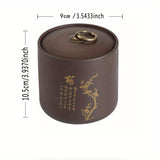 1pc Boutique Yixing Purple Sand Teapot with Golden Finish - Large Capacity Loose Tea Sealed Jar for Enhanced Tea Experience