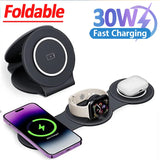 3 in 1 Magnetic Wireless Charger Stand For iPhone 14 13 12 Pro Max X Apple Watch 8 7 6 Fast Charging Dock Station