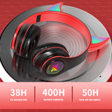Devil Ears Bluetooth 5.0 Wireless Headphones with Mic for Kids Child Noise-cancelling Flash Light Headset Support TF Card